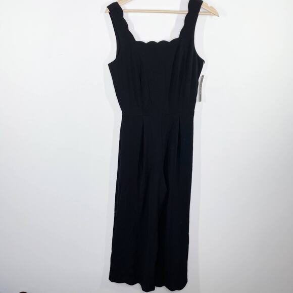 Monteau Womens Wide Leg Jumpsuit Romper Size S NWT Black Quiet Luxury - Picture 1 of 9